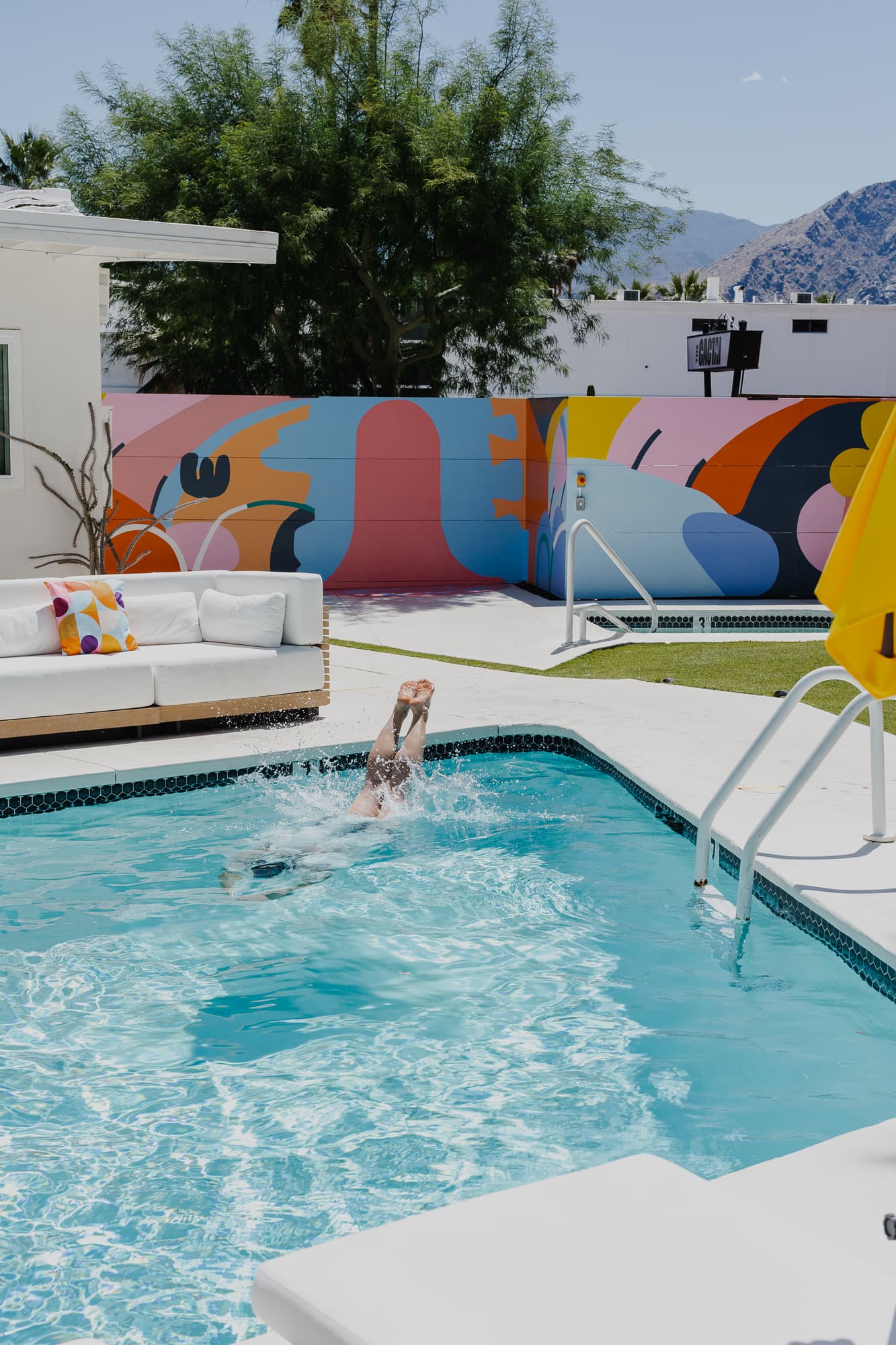 Guest diving into The Cactai pool